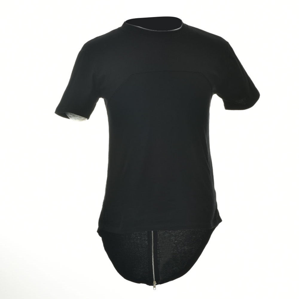 Men-long-T-shirt-back-zipper-Black-White-Hip-Hop-Longline-T-Shirts-Extended-Tee-Shirt Male