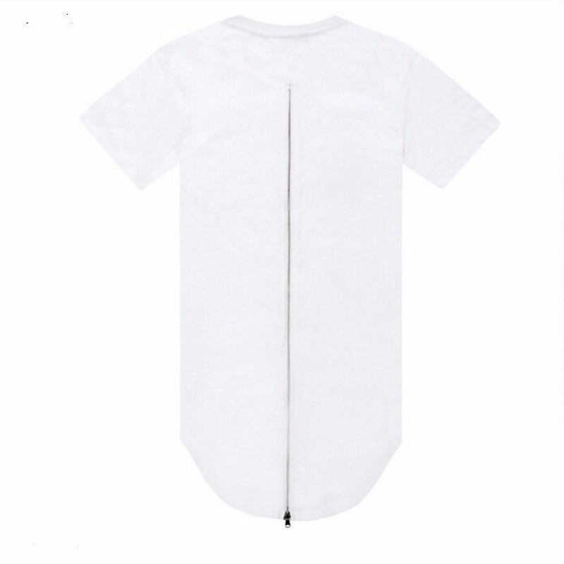 Men-long-T-shirt-back-zipper-Black-White-Hip-Hop-Longline-T-Shirts-Extended-Tee-Shirt Male