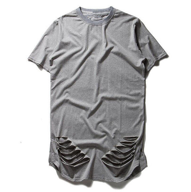 New-Fashion-extend-oversized-T-Shirt-Kanye-West-Hip-Hop-Rap-t-Shirt-Male-Ripped-Destroy